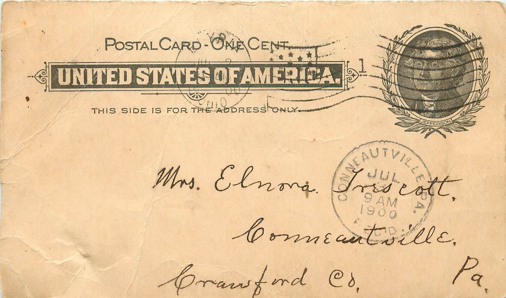 Lettre Cover Etats-Unis Stationary 1900 to Crawford