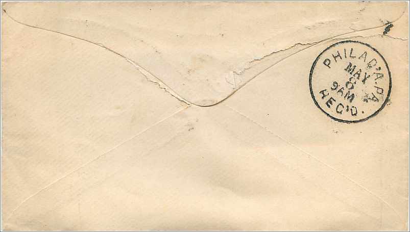 Lettre Cover Etats-Unis 3c for Philadelphia — Verso