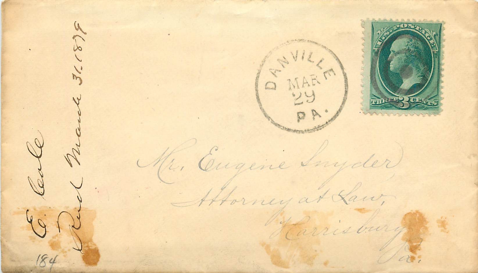 Lettre Cover Etats-Unis 3c Danville