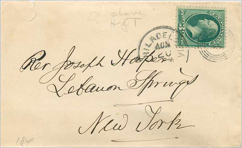 Philadelphie — lettre à Joseph Harper à New York — timbre vert de 1840