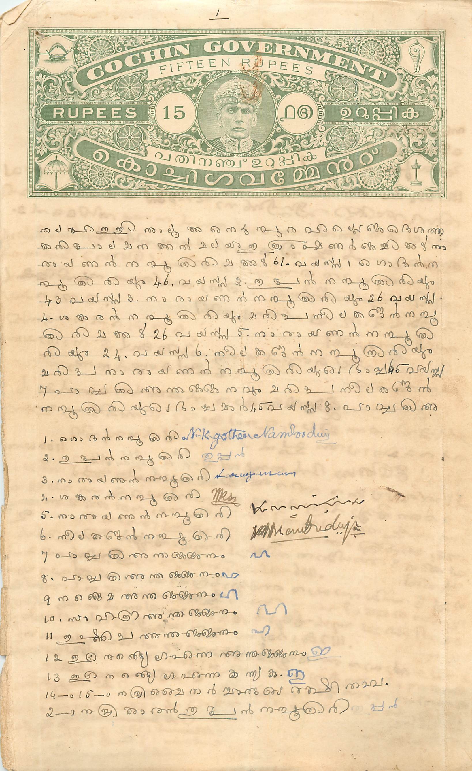 Inde India Fiscal Revenue Court Fee Princely State  Cochin