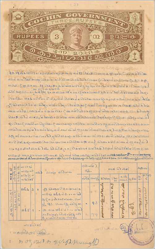 Inde India Fiscal Revenue Court Fee Princely State  Cochin