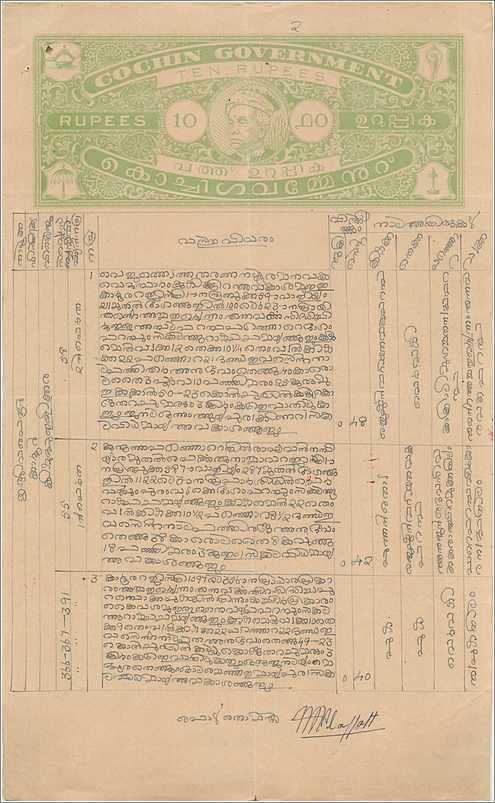 Inde India Fiscal Revenue Court Fee Princely State  Cochin