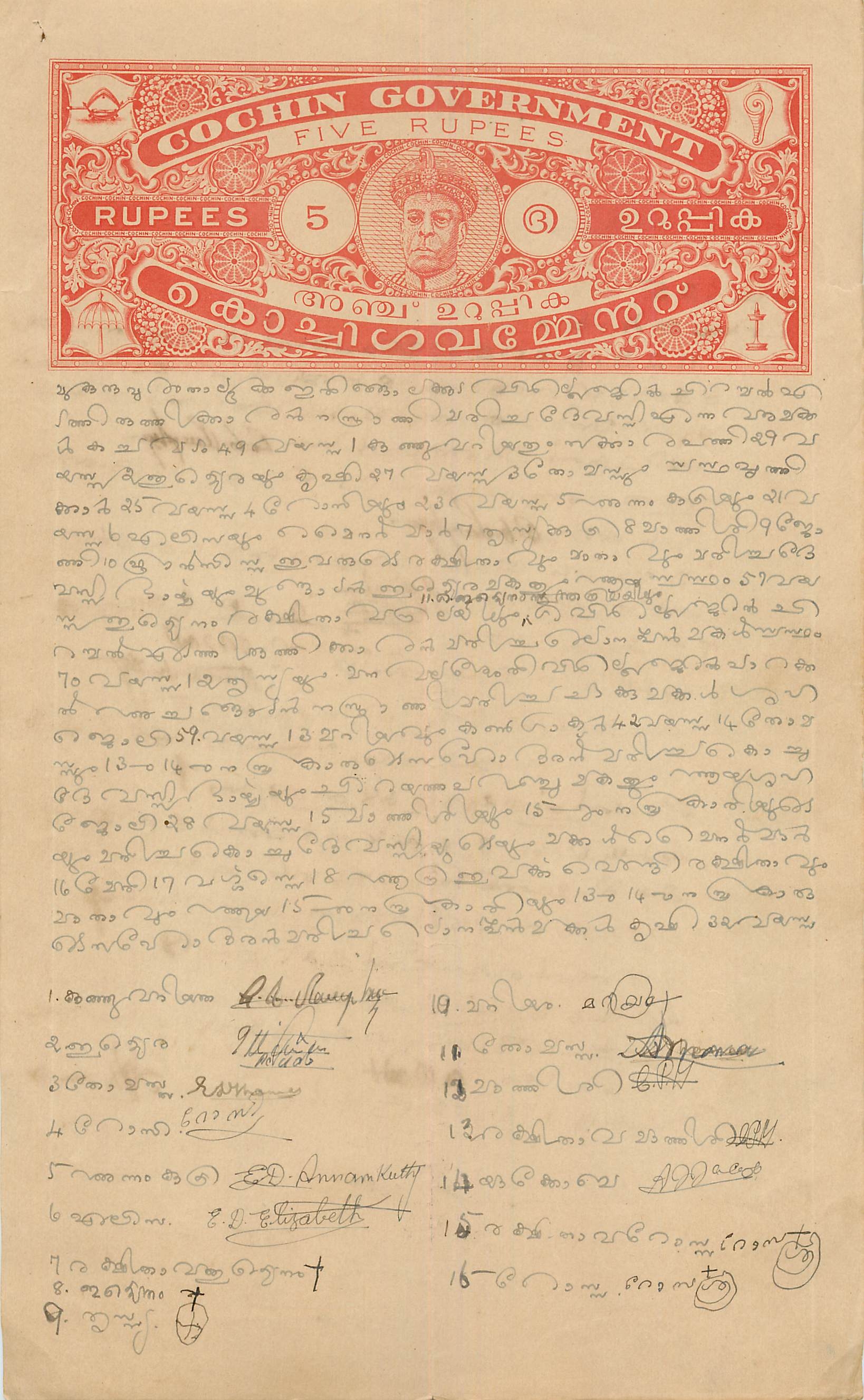 Inde India Fiscal Revenue Court Fee Princely State  Cochin