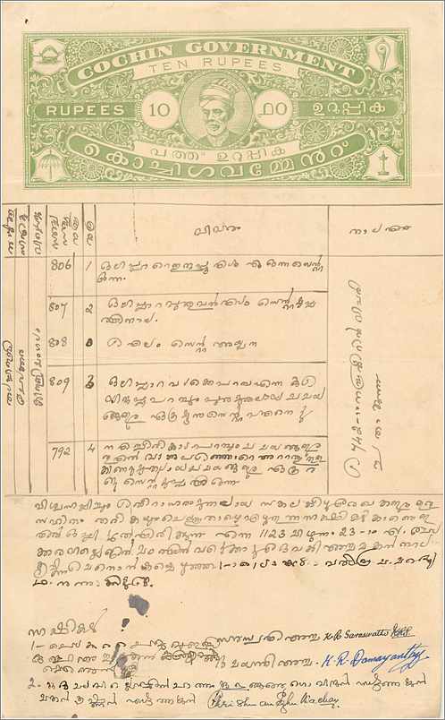 Inde India Fiscal Revenue Court Fee Princely State  Cochin