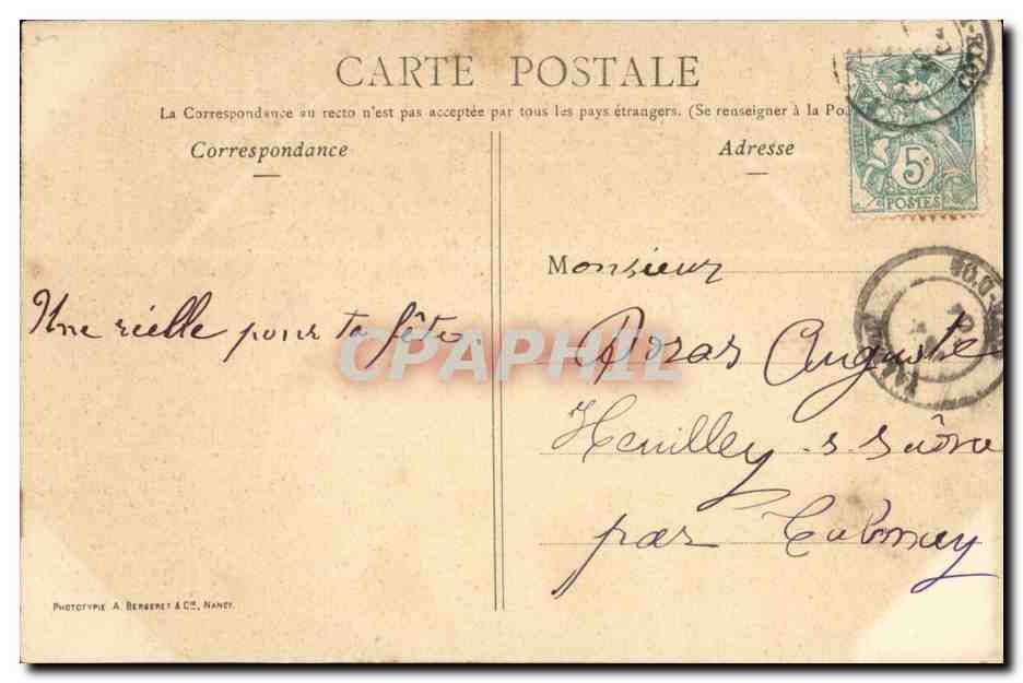 Giovane donna con cappello di fiori — Souvenir — Fototipo A. Bergeret & Cie, Nanet — Verso