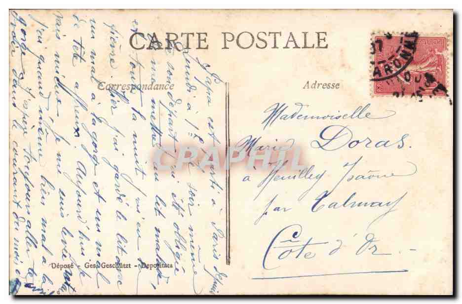 Jeune femme avec mandoline et homme à roses — Toulouse — éditeur A. K. S. n°79 — Verso