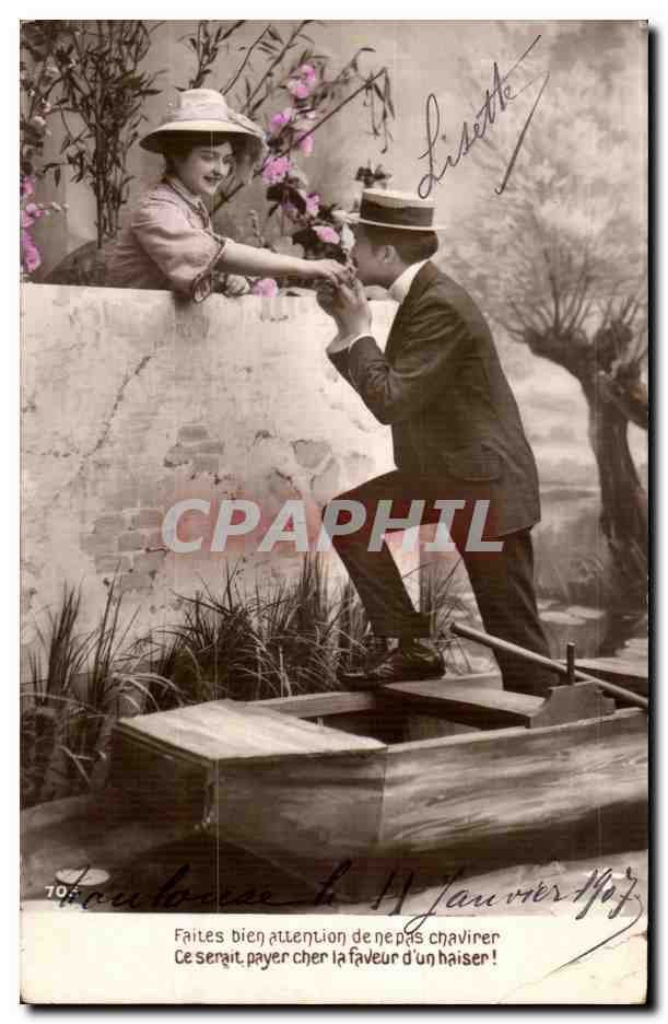 Jeune homme proposant une fleur à une jeune femme — scène de courtoisie — éditeur inconnu, n° 705
