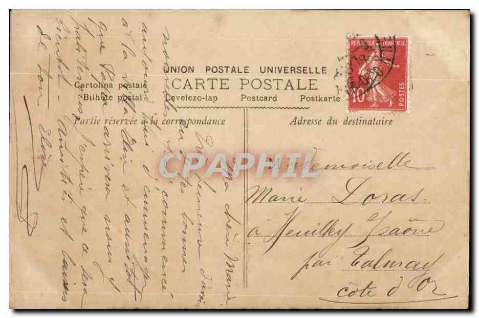 Femme en robe rose tenant un bouquet — Lisezette, Boulourgue, 11 Mars 1908 — n° 734 — Reverso