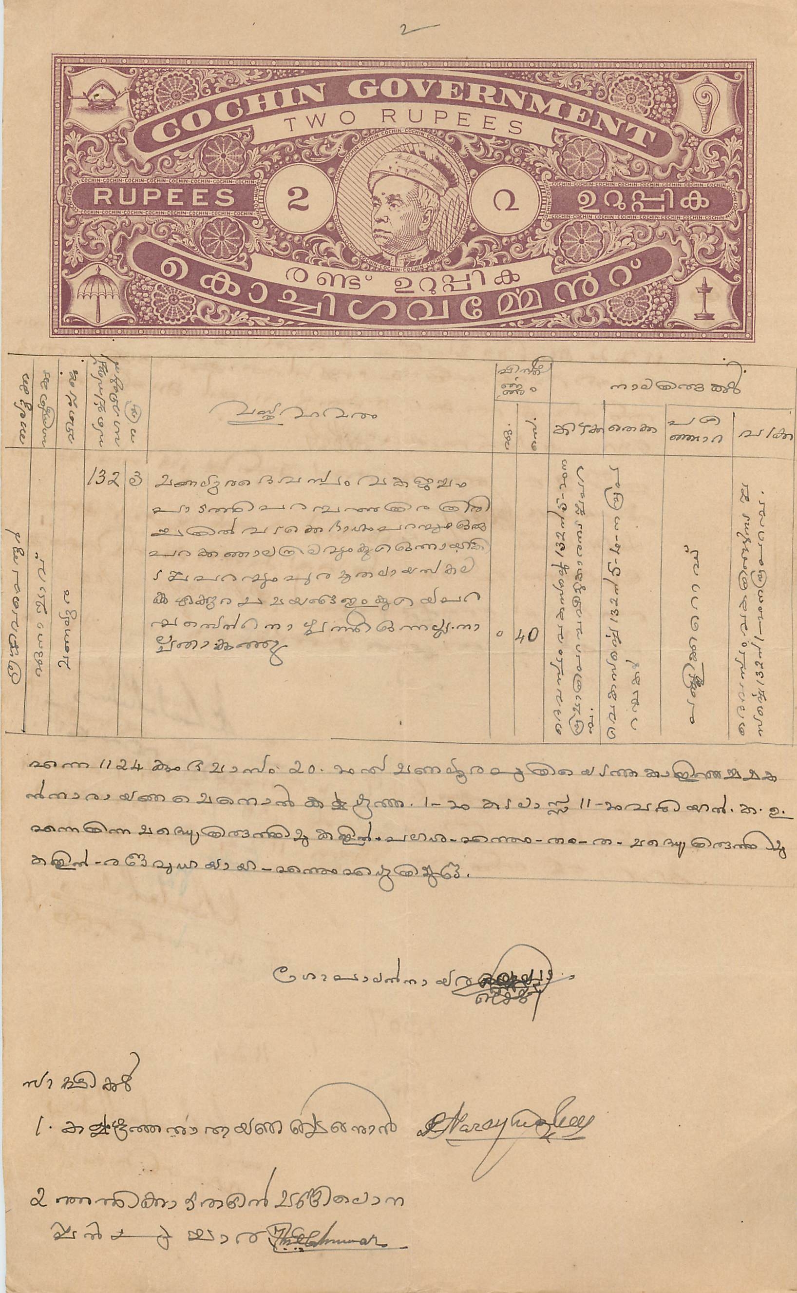 Inde India Fiscal Revenue Court Fee Princely State Cochin
