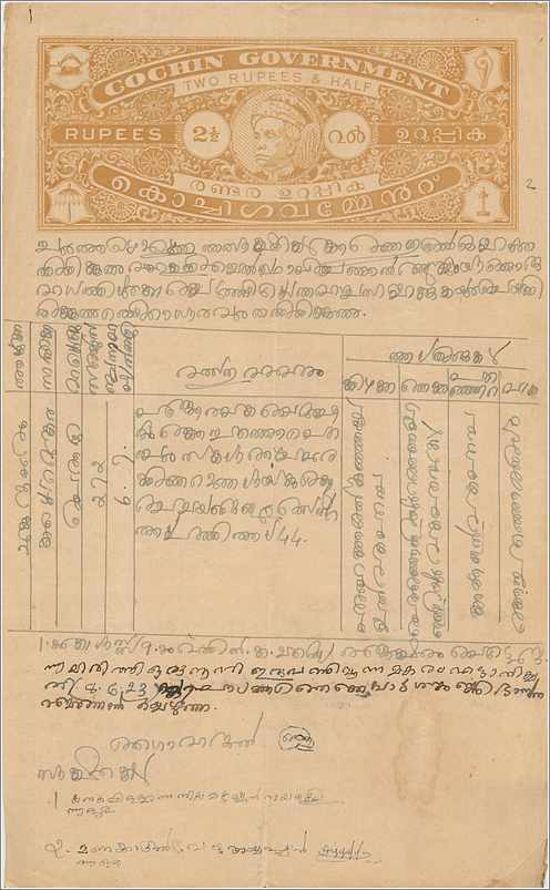 Inde India Fiscal Revenue Court Fee Princely State Cochin