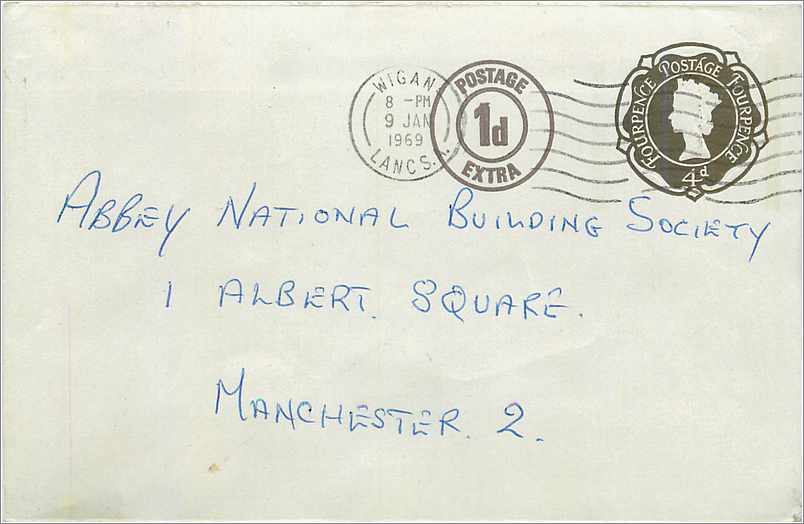 Entier Postal Stationary  4d +1d  Wigan for Manchester 1969