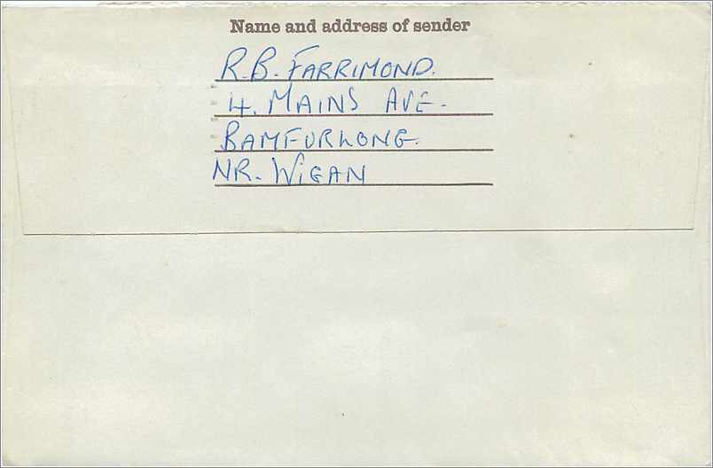 Entier Postal Stationary  4d +1d  Wigan for Manchester 1969 — Verso