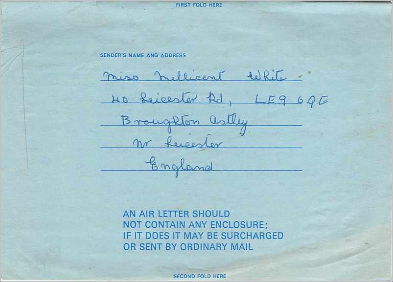 Entier Postal Stationary 5d Aerogram for Concord NH 1973 — Verso