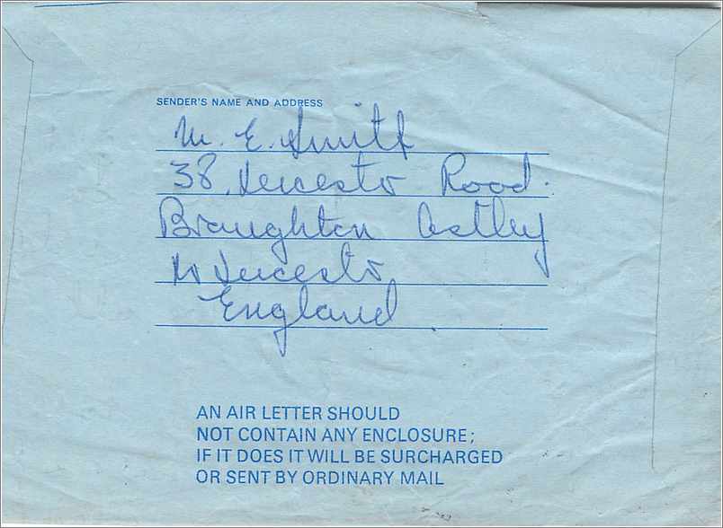 Entier Postal Stationary 9d Aerogram for Concord NH Leicester — Verso