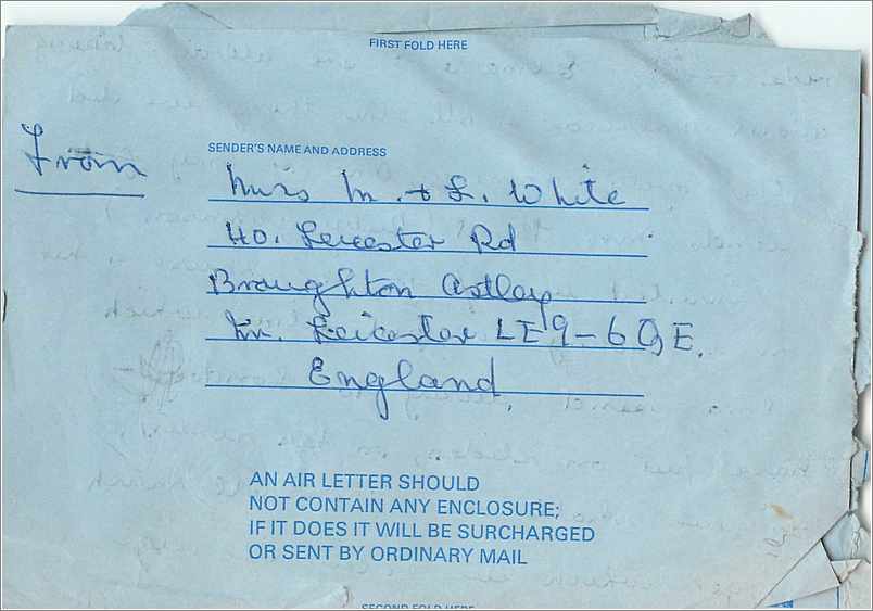 Carte postale aérienne — Angleterre vers États-Unis — éditeur VCTO — Rückseite