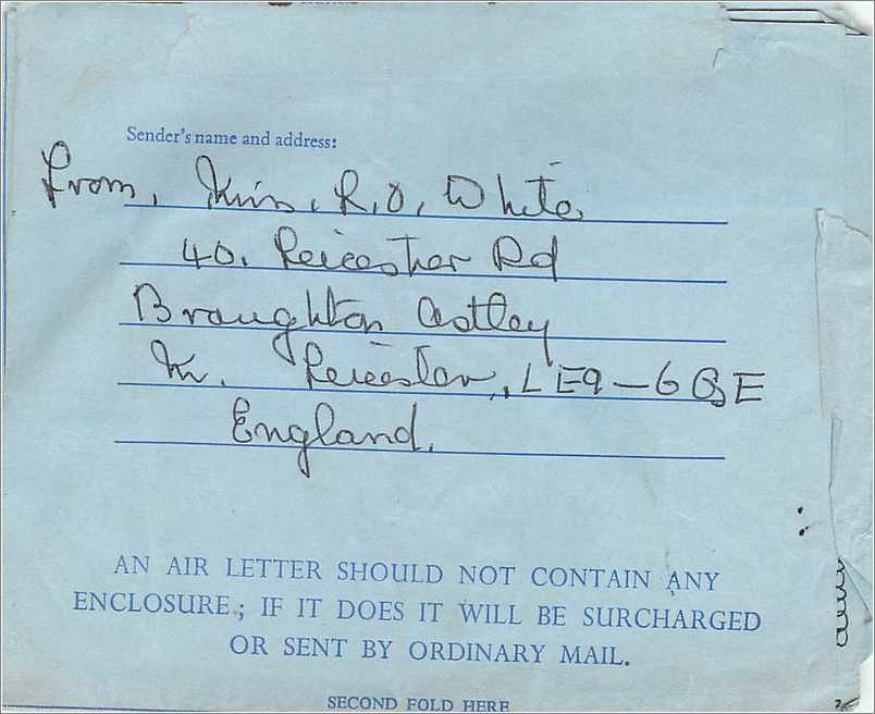 Entier Postal Stationary 6d Aerogram for Concord 1968 Leicester — Verso