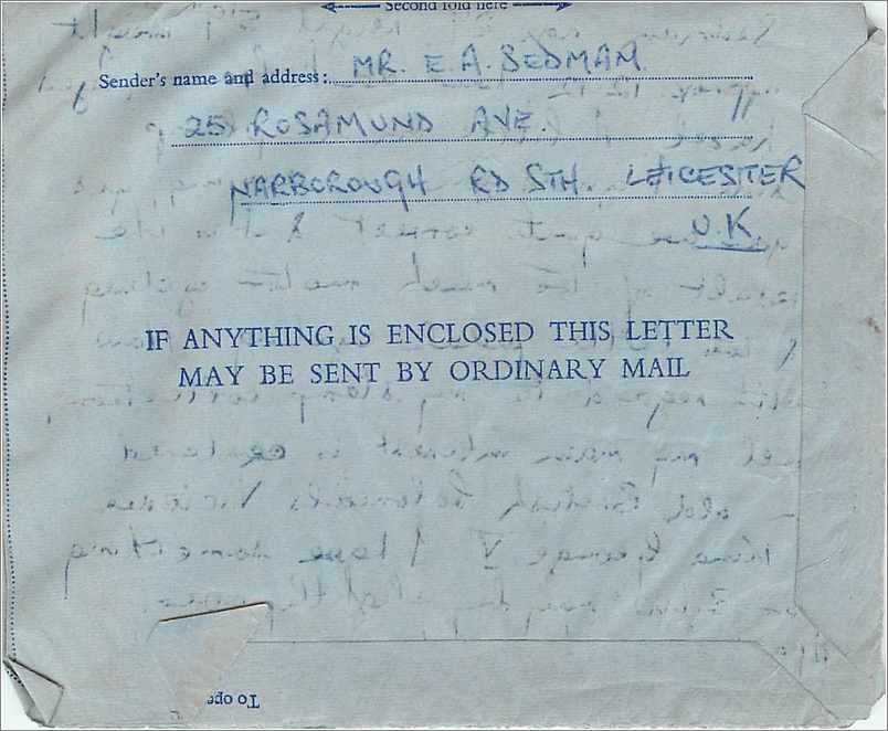 Entier Postal Stationary 6d Aerogram for Concord 1954 Leicester — Verso
