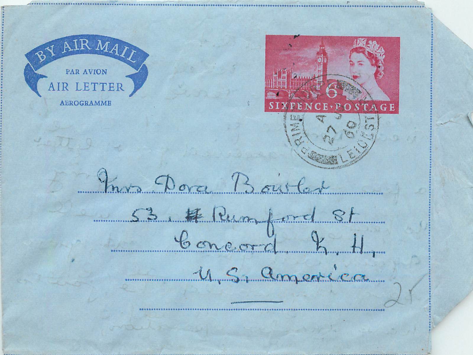 Londres — Lettre aérienne — éditeur Royal Mail, n° de série non visible