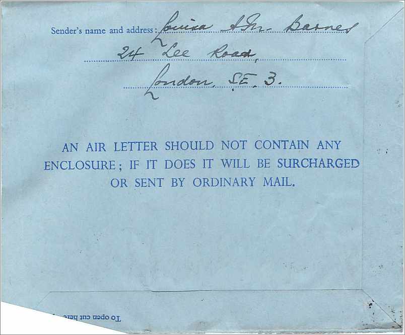 Entier Postal Stationary Arerogram 6d 1957 for New York — Verso