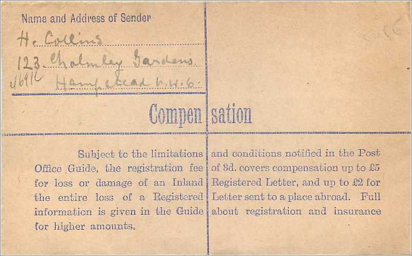 Entier Postal Stationary 5 1/2d Kilburn for Southampton 1942 — Verso