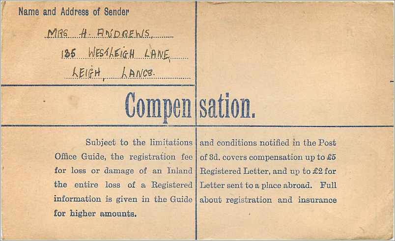 Entier Postal Stationary 5 1/2d Leigh for Hants 1940 — Verso