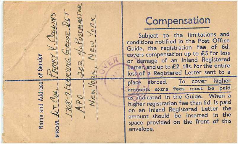 Entier Postal Stationary 8 1/2d + 1 + 1 /2d for Delaware Prestwick 1954 — Verso