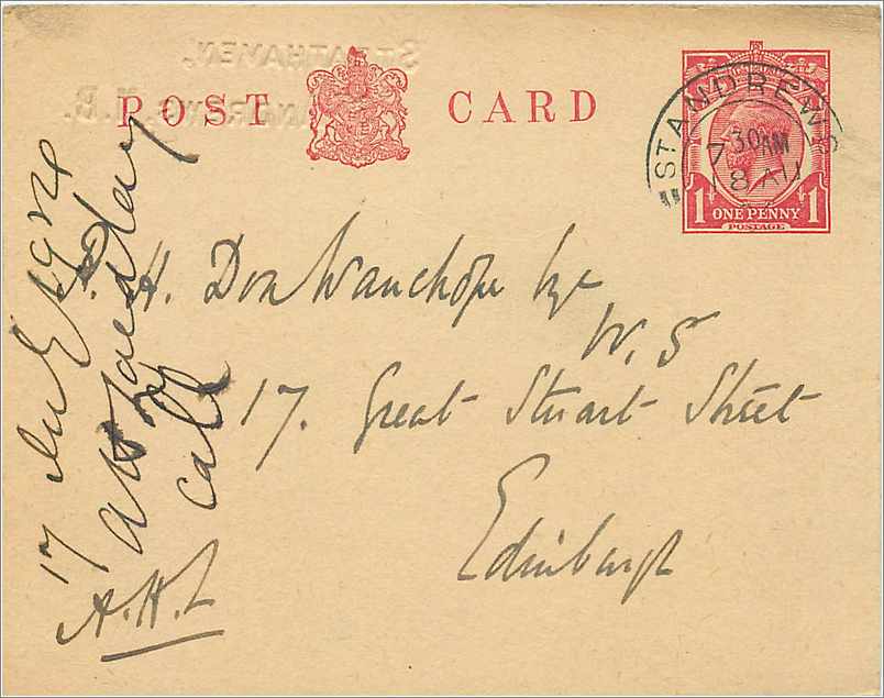 Entier Postal Stationary St Andrews for Edinburgh 