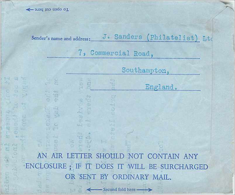 Entier Postal Stationary Aeogram 6d for Penna — Verso