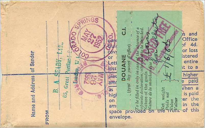 Entier Postal Stationary 6 1/2d +1d Censored for Colorado springs — Verso