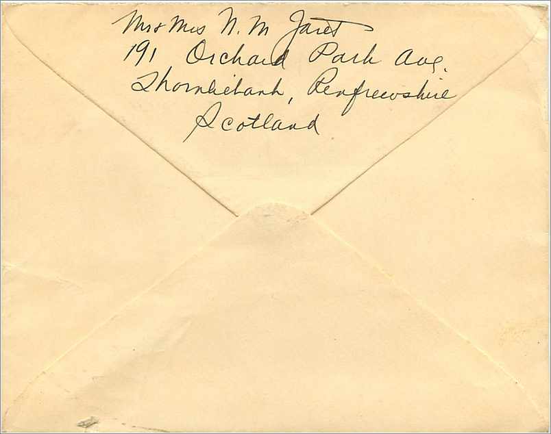 Entier Postal Stationary 3 1/2d Glasgow for USA — Verso