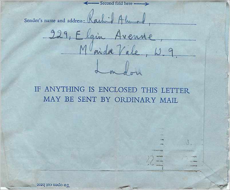 Entier Postal Stationary Aerogram 6d for Texas 1953 — Verso