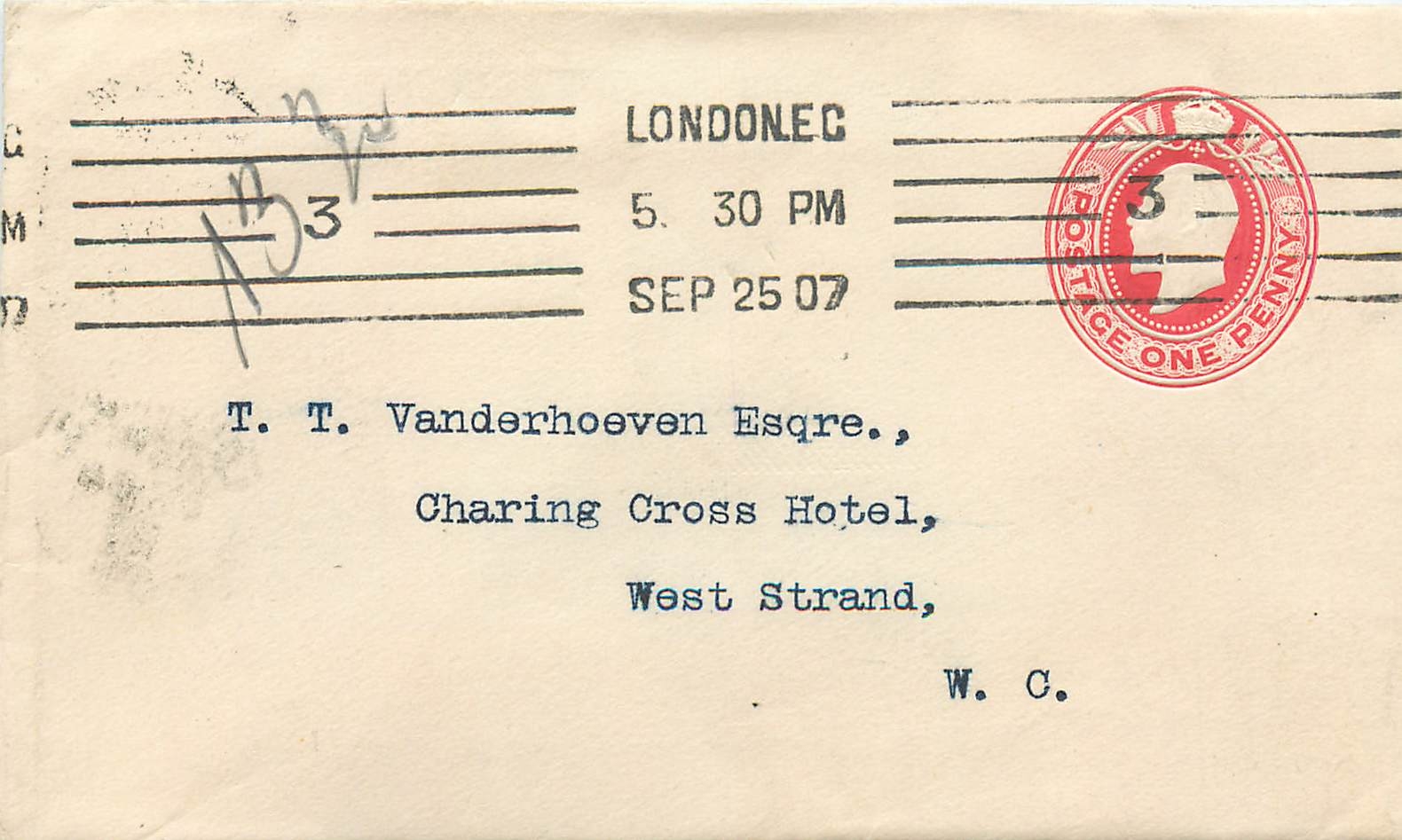 Entier Postal Stationary 1p London 1907