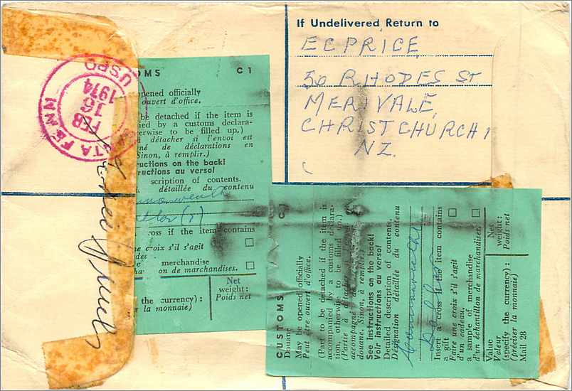 Entier Postal Postal Stationary New Zealand Censor 1974 — Verso