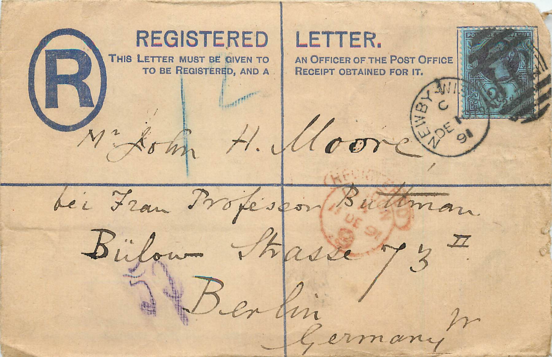 Entier Postal Postal Stationary Grande Bretagne Great Britain 1891 2 1/2d to Berlin