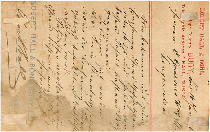 Entier Postal Postal Stationary Grande Bretagne Great Britain 1896 Bury to Erfurt — Verso