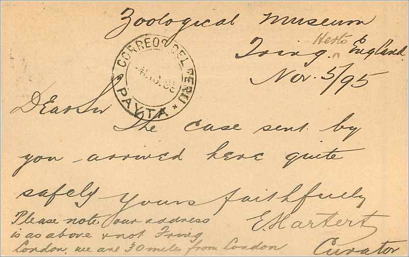 Entier Postal Postal Stationary Grande Bretagne Great Britain 1895 Tring to Pacasmayo Peru Perou — Verso