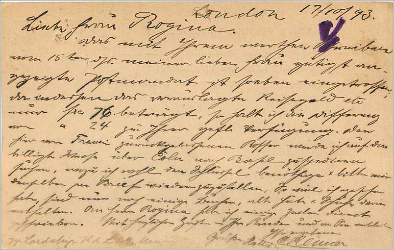 Entier Postal Postal Stationary Grande Bretagne Great Britain Newington to Basel 1894 — Verso