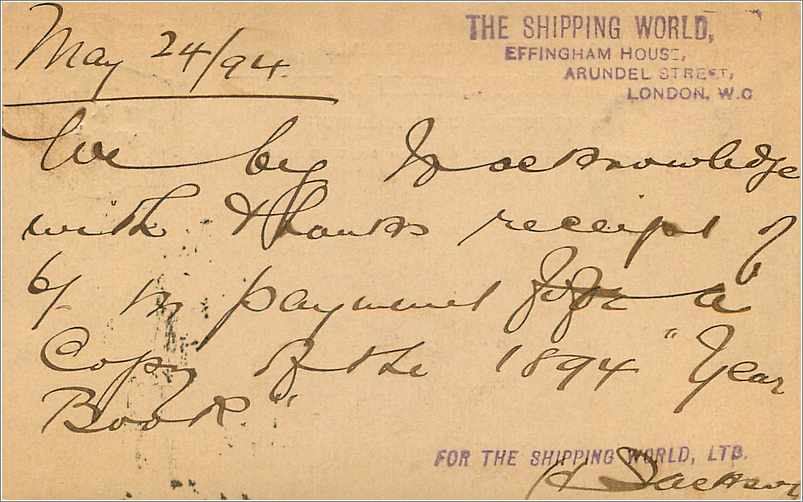 Entier Postal Postal Stationary Grande Bretagne Great Britain 1894 London to New York — Verso