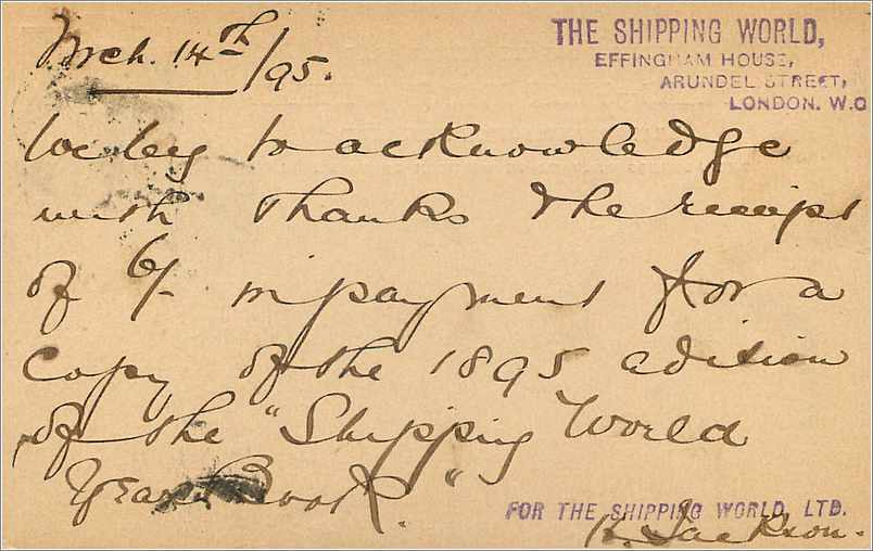 Entier Postal Postal Stationary Grande Bretagne Great Britain 1895 London to New York — Rückseite