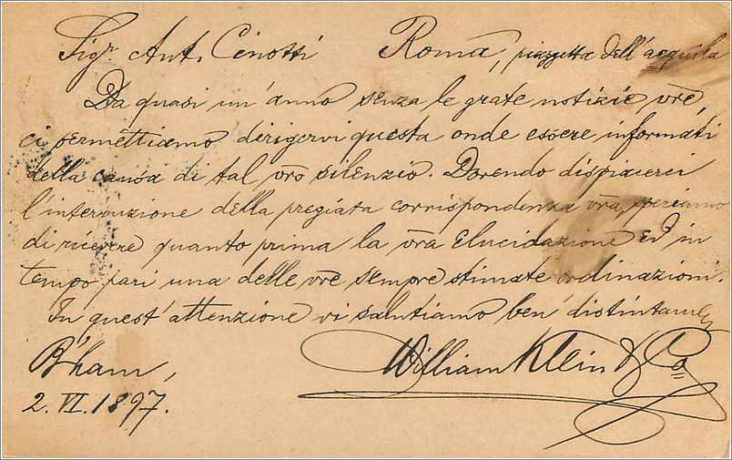 Entier Postal Postal Stationary Grande Bretagne Great Britain 1897 Birmingham to Roma — Verso