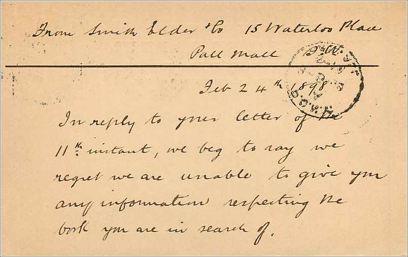 Entier Postal Postal Stationary Grande Bretagne Great Britain 1898 Charing Cross London to New York — Verso