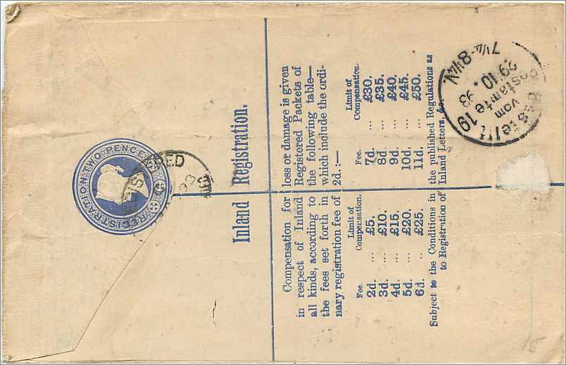 Entier Postal Postal Stationary Grande Bretagne Great Britain 2 1/2d *2 to Berlin — Verso