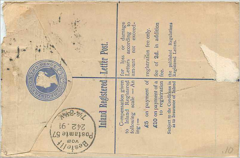 Entier Postal Postal Stationary Grande Bretagne Great Britain Mixed franking for Berlin — Verso