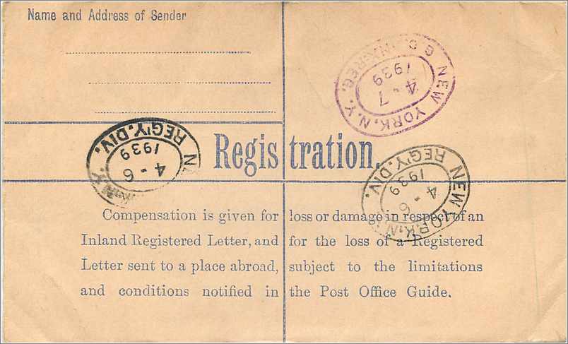 Entier Postal Postal Stationary Grande Bretagne Great Britain 4 1/2d to New York — Verso
