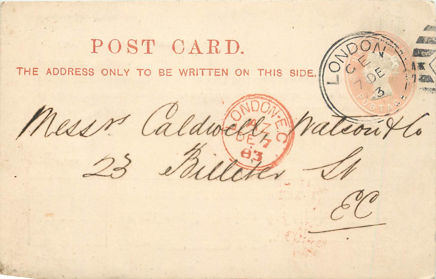 Entier Postal Postal Stationary Grande Bretagne Great Britain 1883 London t