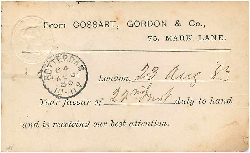 Entier Postal Postal Stationary Grande Bretagne Great Britain 1886 to Rotterdam — Rückseite