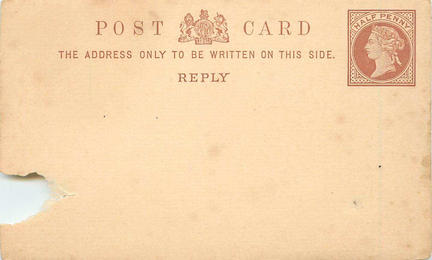 Britische Ansichtskarte — Rückseite — 1/2 Penny-Stempel