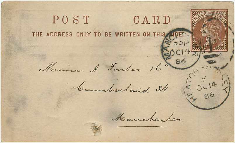 Entier Postal Postal Stationary Grande Bretagne Great Britain 1886 Manchester 
