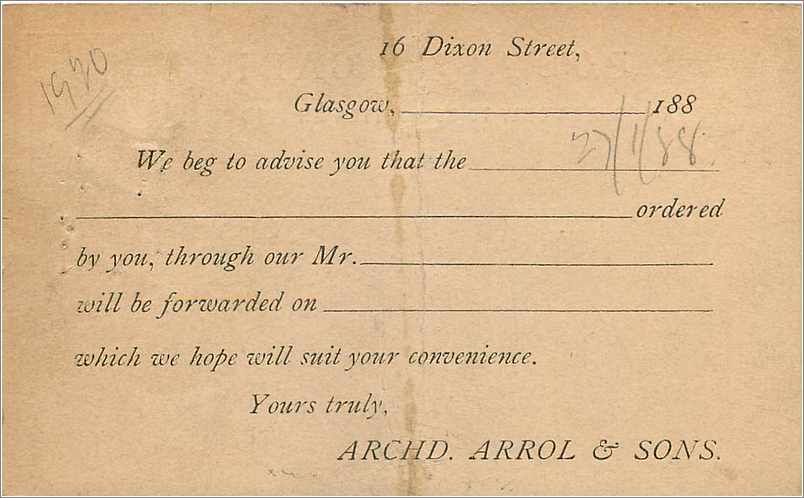 Entier Postal Postal Stationary Grande Bretagne Great Britain Glasgow Dixon street — Verso